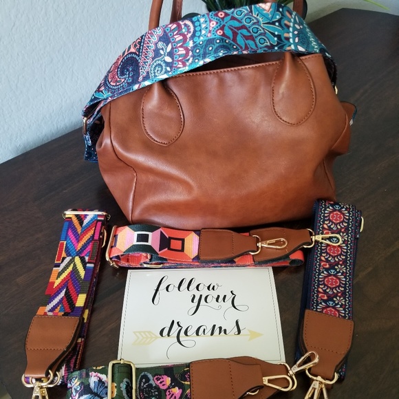 22 Tote Bags Color Floral Purse Guitar Strap Brown Poshmark